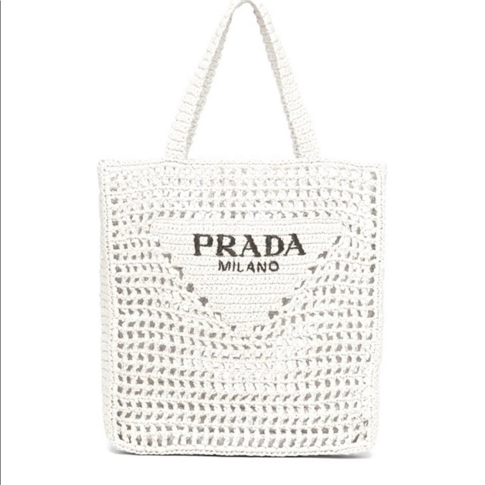 Prada raffia tote white NWT